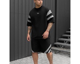 Фото - Спортивный оверсайз костюм Staff ran black & gray oversize - Men box