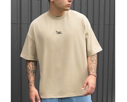 Фото - Бежевая оверсайз футболка Staff beige logo oversize - Men box