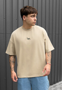 Фото - Бежева оверсайз футболка Staff beige logo oversize - Men box