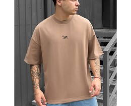 Фото - Коричневая оверсайз футболка Staff brown logo oversize - Men box