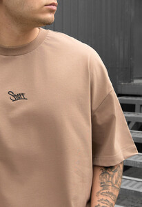 Фото - Коричнева оверсайз футболка Staff brown logo oversize - Men box