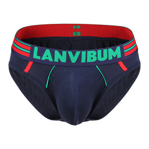 Фото - Чоловічі повсякденні труси сліпи Lanvibum темно-сині із бавовни - Men box