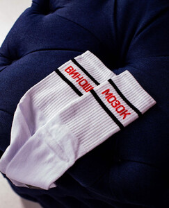 Фото - Високі шкарпетки SOX білі з написом "ВИНОШУ МОЗОК" - Men box