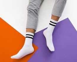 Фото - Белые носки с черными полосками SOX - Men box