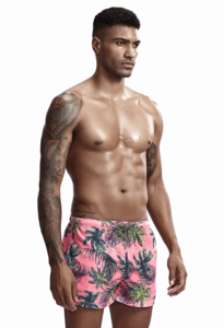 Фото - Пляжные мужские шорты розового цвета с пальмами Seobean - Men box