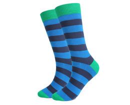 Фото - Шкарпетки Friendly Socks у синю смужку із зеленою п'ятою - Men box