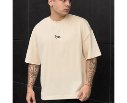 Фото - Мужская футболка молочного цвета Staff milk logo oversize - Men box