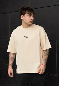 Фото - Мужская футболка молочного цвета Staff milk logo oversize - Men box