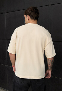 Фото - Мужская футболка молочного цвета Staff milk logo oversize - Men box