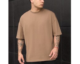 Фото - Однотонная футболка на каждый день Staff brown oversize - Men box