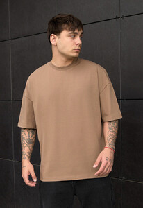 Фото - Однотонная футболка на каждый день Staff brown oversize - Men box