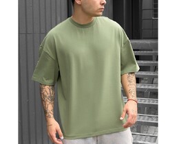 Фото - Однотонная футболка зеленого цвета Staff green oversize - Men box