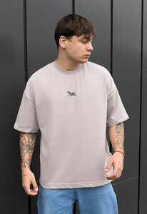 Фото - Брендована оверсайз футболка Staff light gray logo oversize - Men box