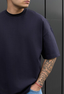 Фото - Оверсайз футболка темно-синего цвета Staff navy oversize - Men box