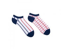 Фото - Різнопарні шкарпетки в смужку і клітку Grid Short від Sammy Icon - Men box