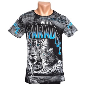 Фото - Мужская футболка от White Paradise черная с леопардами - Men box