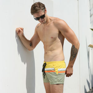 Фото - Пляжные мужские шорты AQUX. Цвет: хаки с желтым - Men box