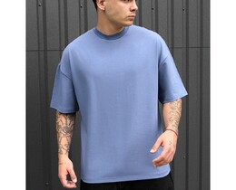 Фото - Однотонная оверсайз футболка синего цвета Staff blue oversize - Men box