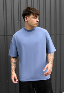 Фото - Однотонная оверсайз футболка синего цвета Staff blue oversize - Men box