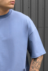 Фото - Однотонная оверсайз футболка синего цвета Staff blue oversize - Men box