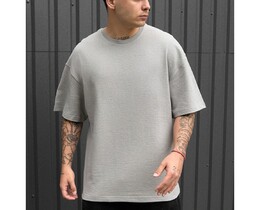 Фото - Базова оверсайз футболка сірого кольору Staff be gray oversize - Men box