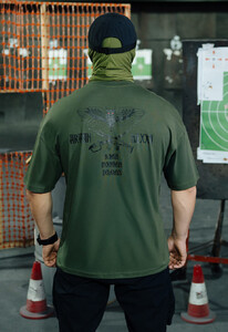 Фото - Мужская футболка Staff x ГУР АРТАН logo khaki oversize - Men box