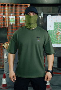 Фото - Мужская футболка Staff x ГУР АРТАН logo khaki oversize - Men box