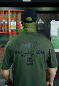 Фото - Мужская футболка Staff x ГУР АРТАН logo khaki oversize - Men box