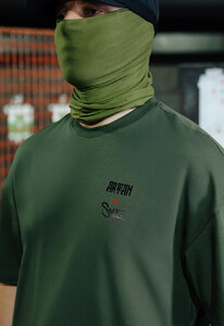 Фото - Мужская футболка Staff x ГУР АРТАН logo khaki oversize - Men box