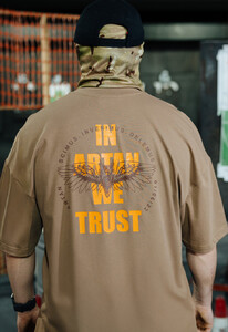 Фото - Мужская оверсайз футболка Staff x ГУР АРТАН We Trust brown oversize - Men box