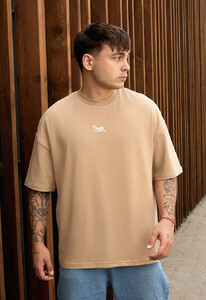 Фото - Бежева футболка з логотипом Staff beige logo oversize - Men box