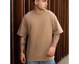 Фото - Однотонна чоловіча футболка Staff be brown oversize - Men box