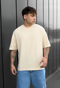 Фото - Бежевая оверсайз футболка с принтом Staff 911 oversize - Men box