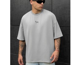Фото - Брендована оверсайз футболка Staff grey logo oversize - Men box