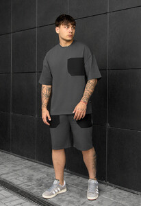 Фото - Спортивный оверсайз комплект Staff kas dark gray oversize - Men box