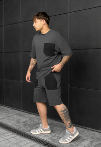 Фото - Спортивный оверсайз комплект Staff kas dark gray oversize - Men box
