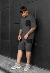 Фото - Спортивный оверсайз комплект Staff kas dark gray oversize - Men box