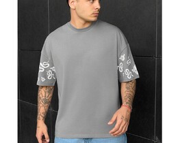 Фото - Сіра оверсайз футболка Staff snake & flower oversize - Men box