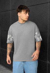 Фото - Серая оверсайз футболка Staff snake & flower oversize - Men box
