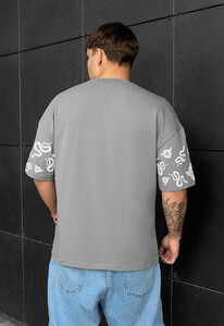 Фото - Серая оверсайз футболка Staff snake & flower oversize - Men box