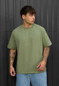 Фото - Однотонна оверсайз футболка Staff green oversize - Men box