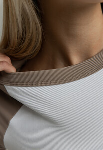 Фото - Двухцветное боди для женщин Staff wik reglan white & brown - Men box