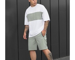 Фото - Летний оверсайз комплект Staff patt white & light olive oversize - Men box
