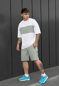 Фото - Летний оверсайз комплект Staff patt white & light olive oversize - Men box