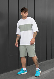 Фото - Летний оверсайз комплект Staff patt white & light olive oversize - Men box