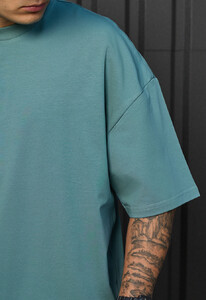 Фото - Базовая мужская оверсайз футболка Staff dark turquoise oversize - Men box
