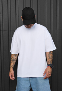 Фото - Базова біла повсякденна футболка Staff white oversize - Men box