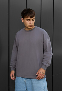 Фото - Мужской оверсайз лонгслив Staff gray 2 oversize - Men box