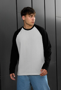 Фото - Повсякденний лонгслів Staff su reglan light gray & black - Men box
