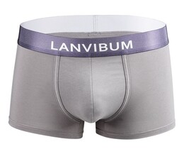 Фото - Мужское хлопковое нижнее белье Lanvibum серого цвета - Men box